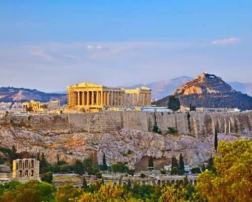 The Acropolis rising over Athens, Greece