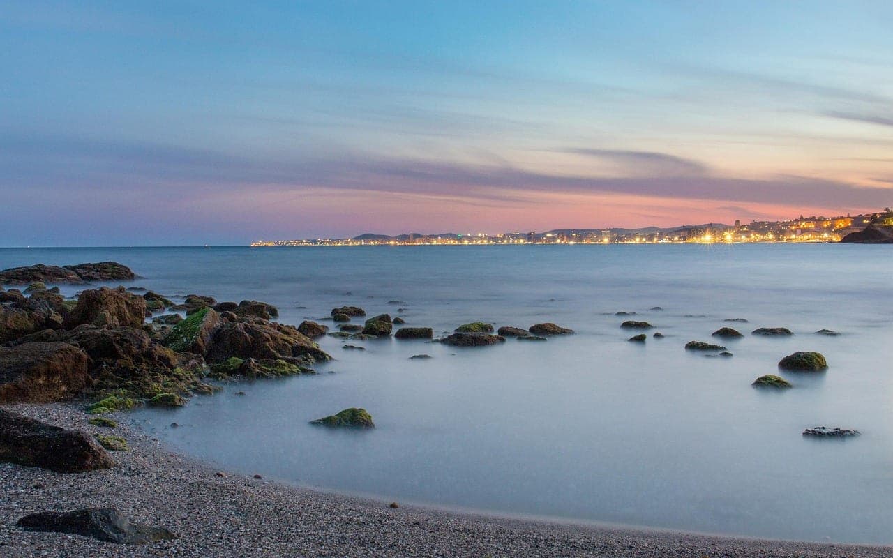 Mediterranean coastline and whitewashed villages along Spain's Costa del Sol