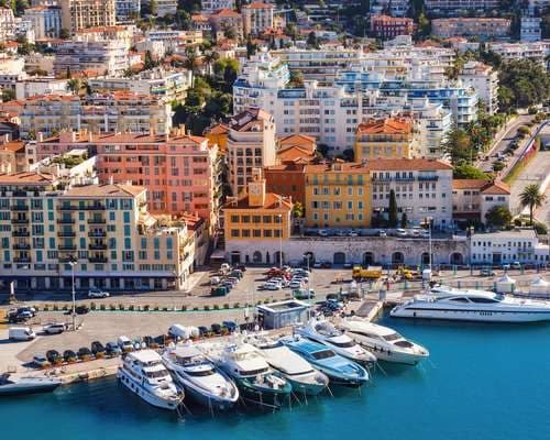 Aerial View on Port of Nice and Luxury Yachts
